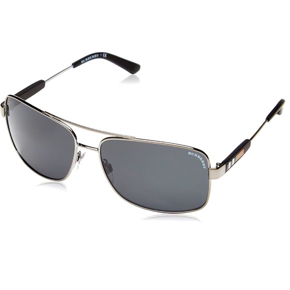 Burberry Accessories - Burberry Black and Silver Aviator Sunglasses